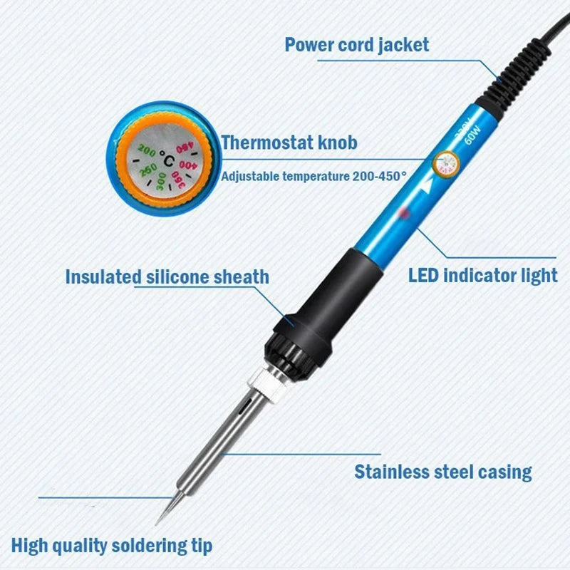 NEW Adjustable Temperature Electric Soldering Iron 110V/220V 60W Electric Soldering Iron Set Welding Solder Repair Tool