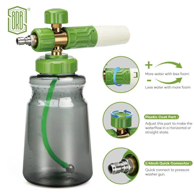 Foam Cannon, Car Foam Blaster Wide Neck Adjustable Snow Foam Lance and Thick Foam for Pressure Washer with 1/4" Quick Connector