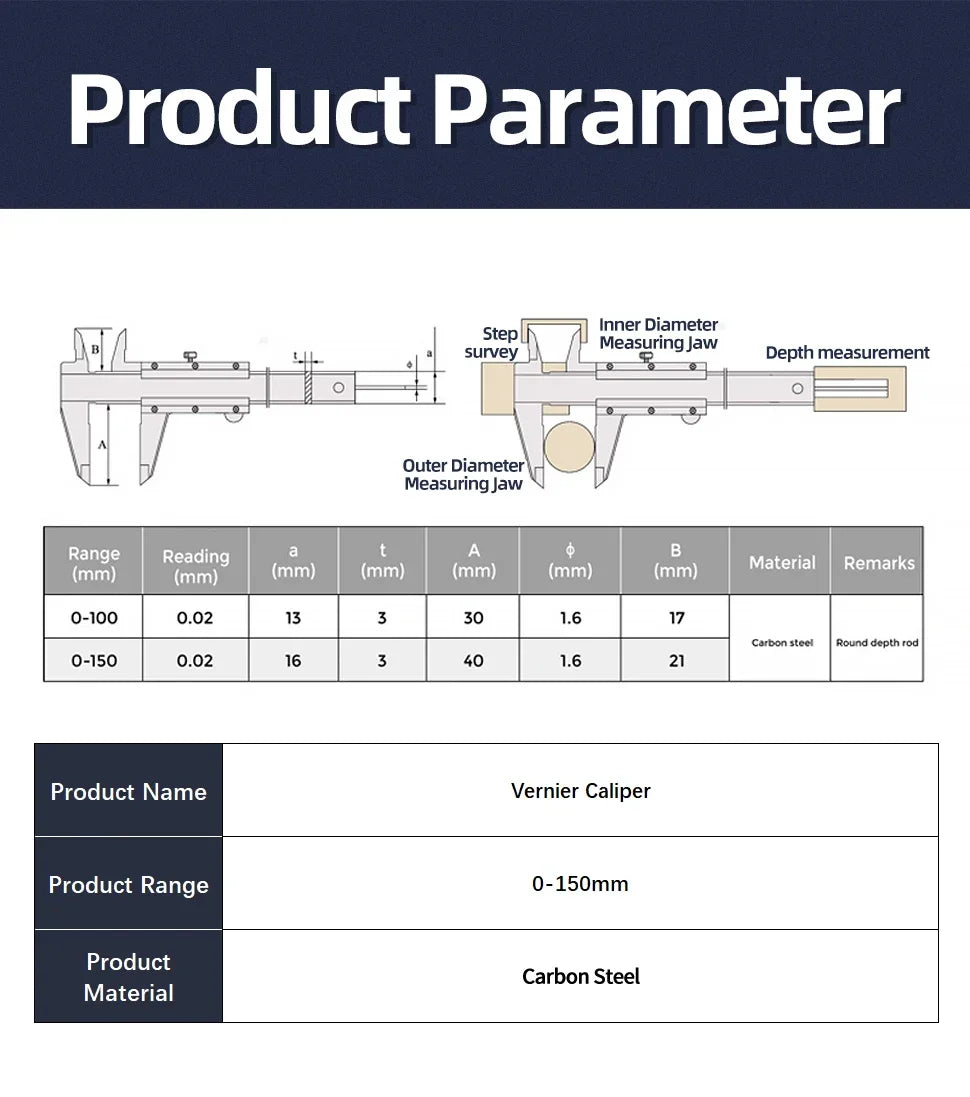 Stainless Steel Vernier Dial Caliper 0-150mm Measuring Tool - image 16