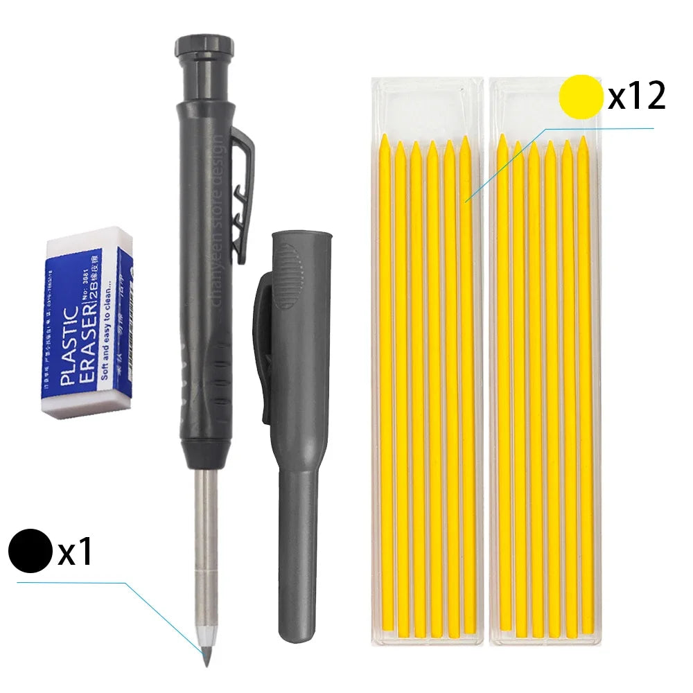 3-Color Carpenter Pencil Set with Sharpener & Refills - image 34