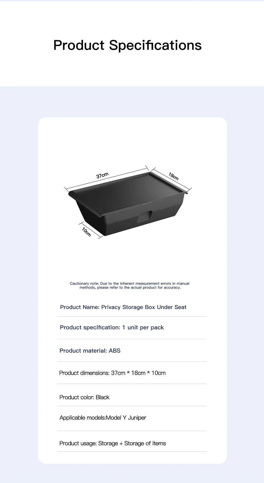 Under Seat Storage Drawer for Tesla Model Y Juniper 2025-2026