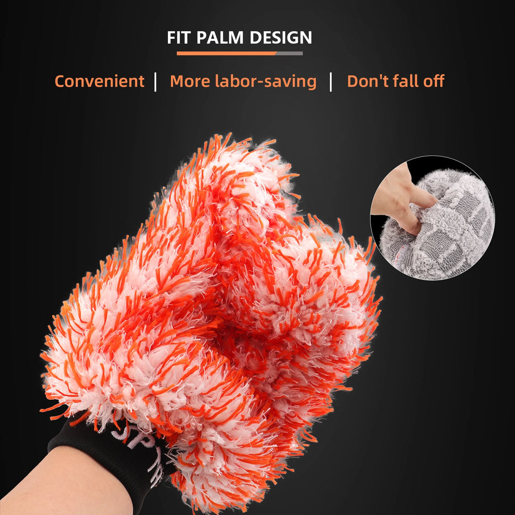 Microfiber Washing and Drying Car Mitt, Soft Plush Scratch-Free Wash Glove