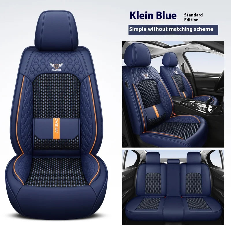 5-Seat Synthetic Leather Car Seat Cover Set with Lumbar Support