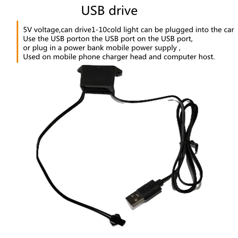 1M/5M Car Interior Led Decorative Lamp EL Wiring Neon Strip For Auto DIY Flexible Ambient Light USB Party Atmosphere Diode