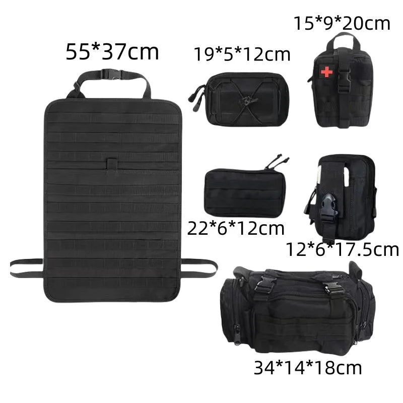 Tactical Seat Back Organizer with Detachable MOLLE Pouches