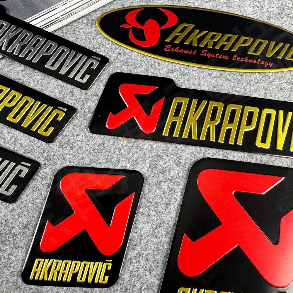 Metal Motorcycle Exhaust Pipe Label Sticker with Lettering Design