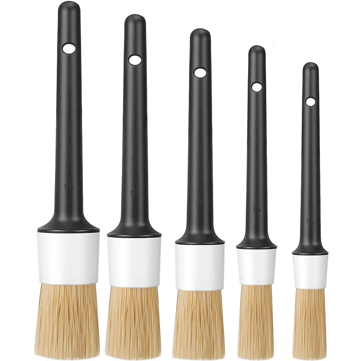 3/5-Piece Boar Hair Car Detailing Brush Set for Interior & Exterior