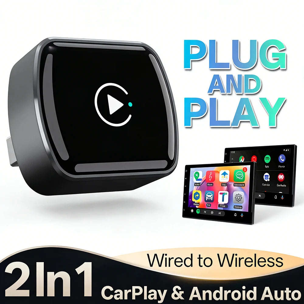 Wireless CarPlay Adapter 2026 - iOS & Android Auto Plug & Play
