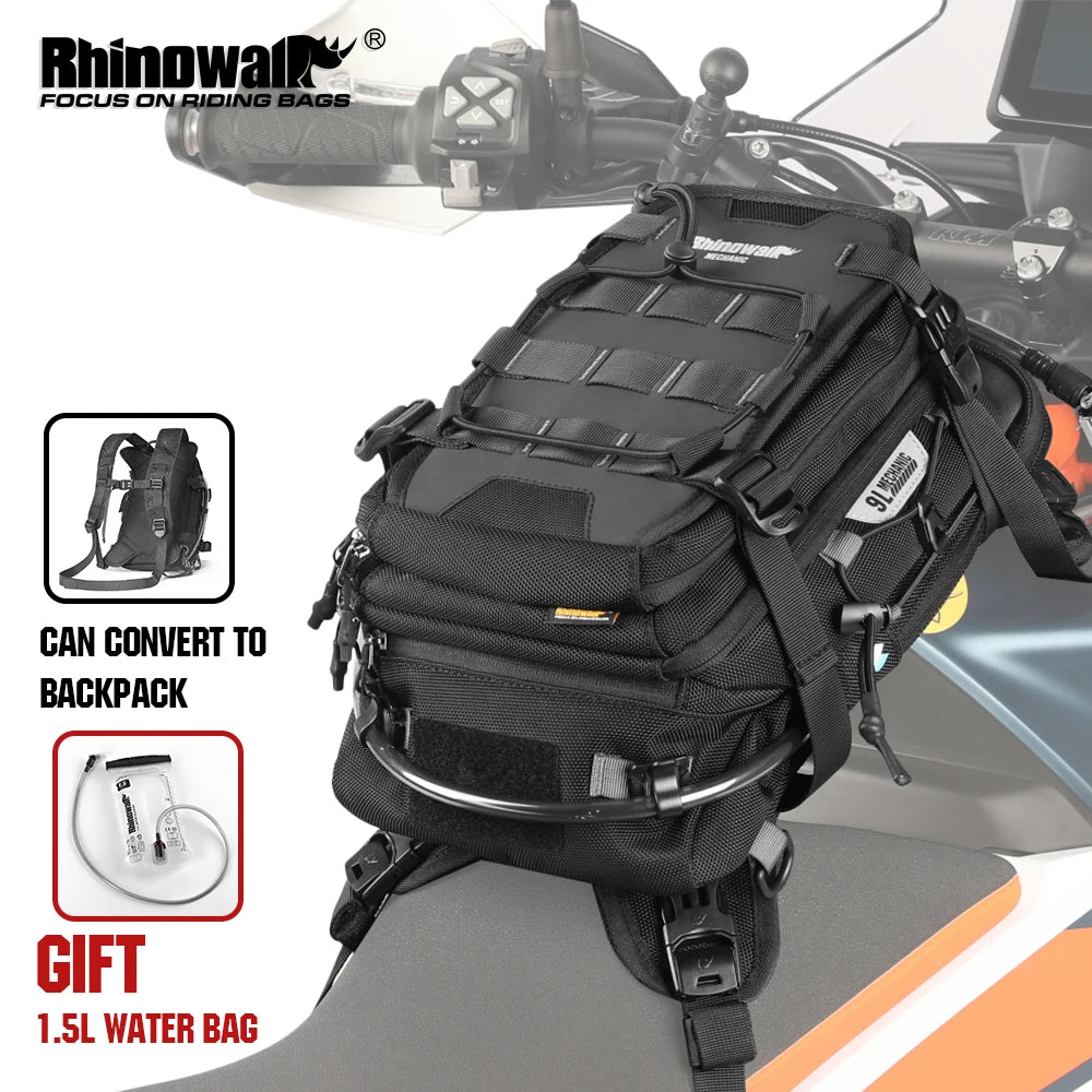 Rhinowalk 9L Waterproof Motorcycle Tank Bag with Water Bladder