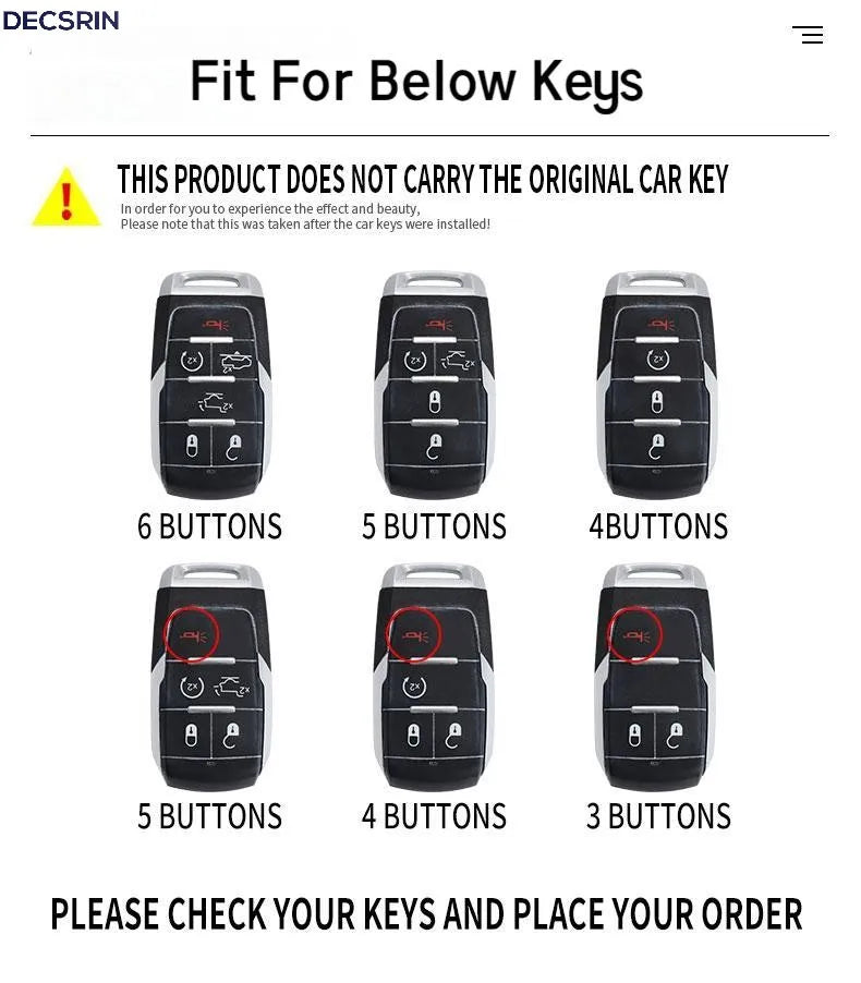 3/4/5/6 Button Car Remote Key Case Cover Shell For Dodge RAM 1500 2500 3500 4500 5500 2019-2022 Pickup Fob Accessory