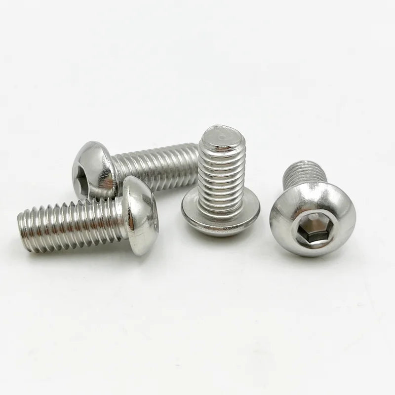 304 Stainless Steel Button Head Hex Socket Screws, M2 to M10 Sizes