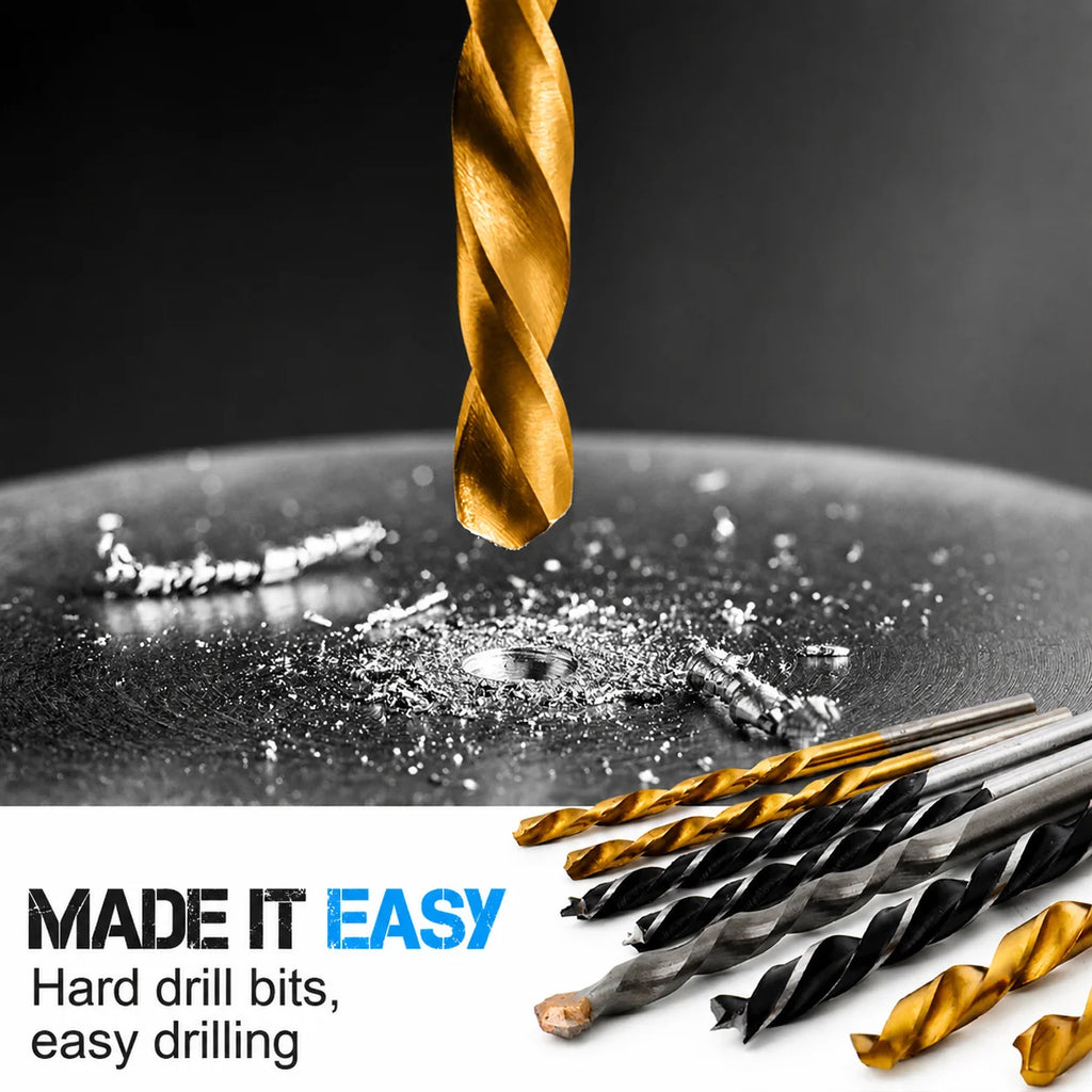 Twist Drill Bit Set Metal Wood Masonry Concrete Cement Brick Power Drill Bits Full Kit Socket Drill Accessories for Construction