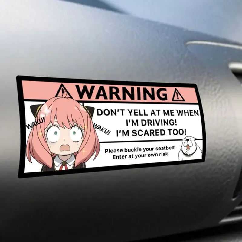 Pink Cartoon Warning Decal Sticker