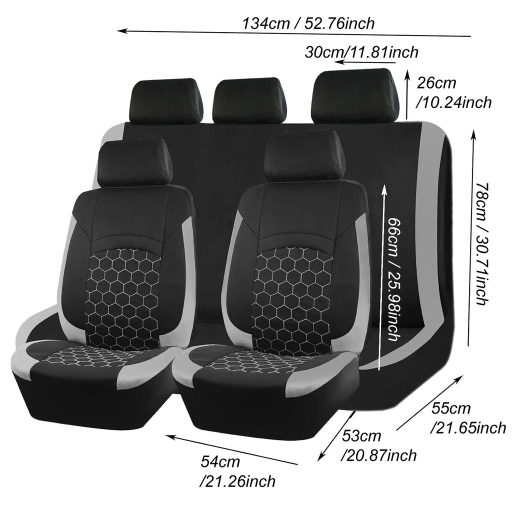 Breathable 9-Piece Car Seat Cover Set for 5 Seats
