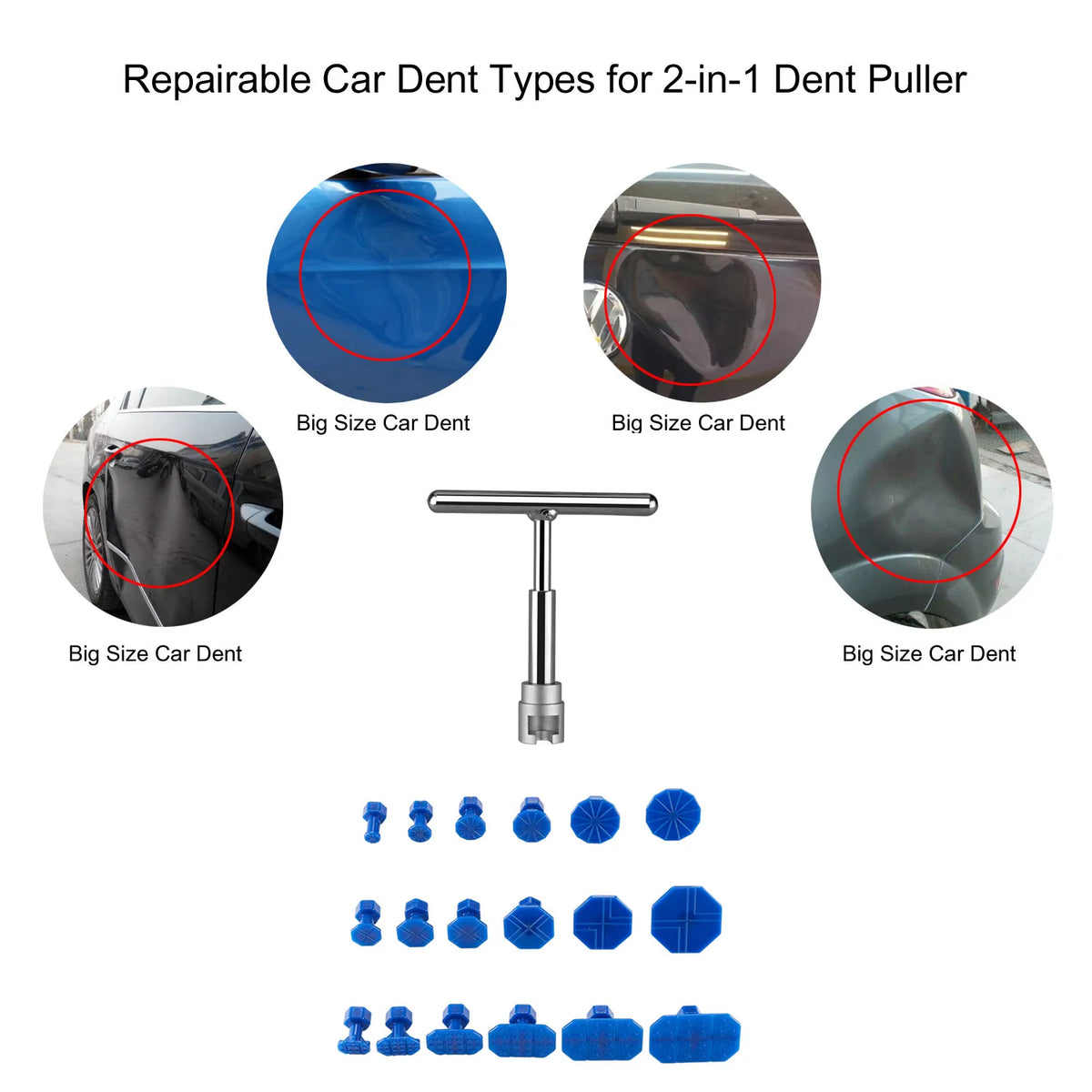 Paintless Dent Repair Puller Kit with 18 Glue Tabs