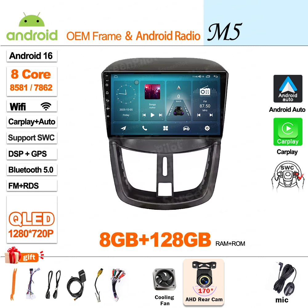 Peugeot 207 2006-2015 Android Car Radio 9" Touchscreen GPS - image 11