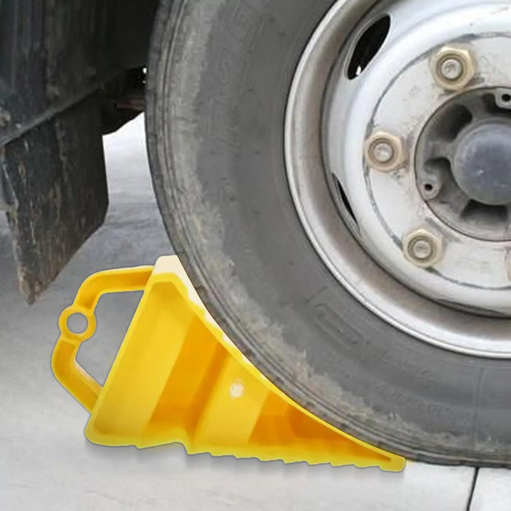 Wheel Chock for Truck Portable Space-Saving Wear-Resistant Stopper Wheel Chocks Portable Space-Saving Yellow Tire Chocks