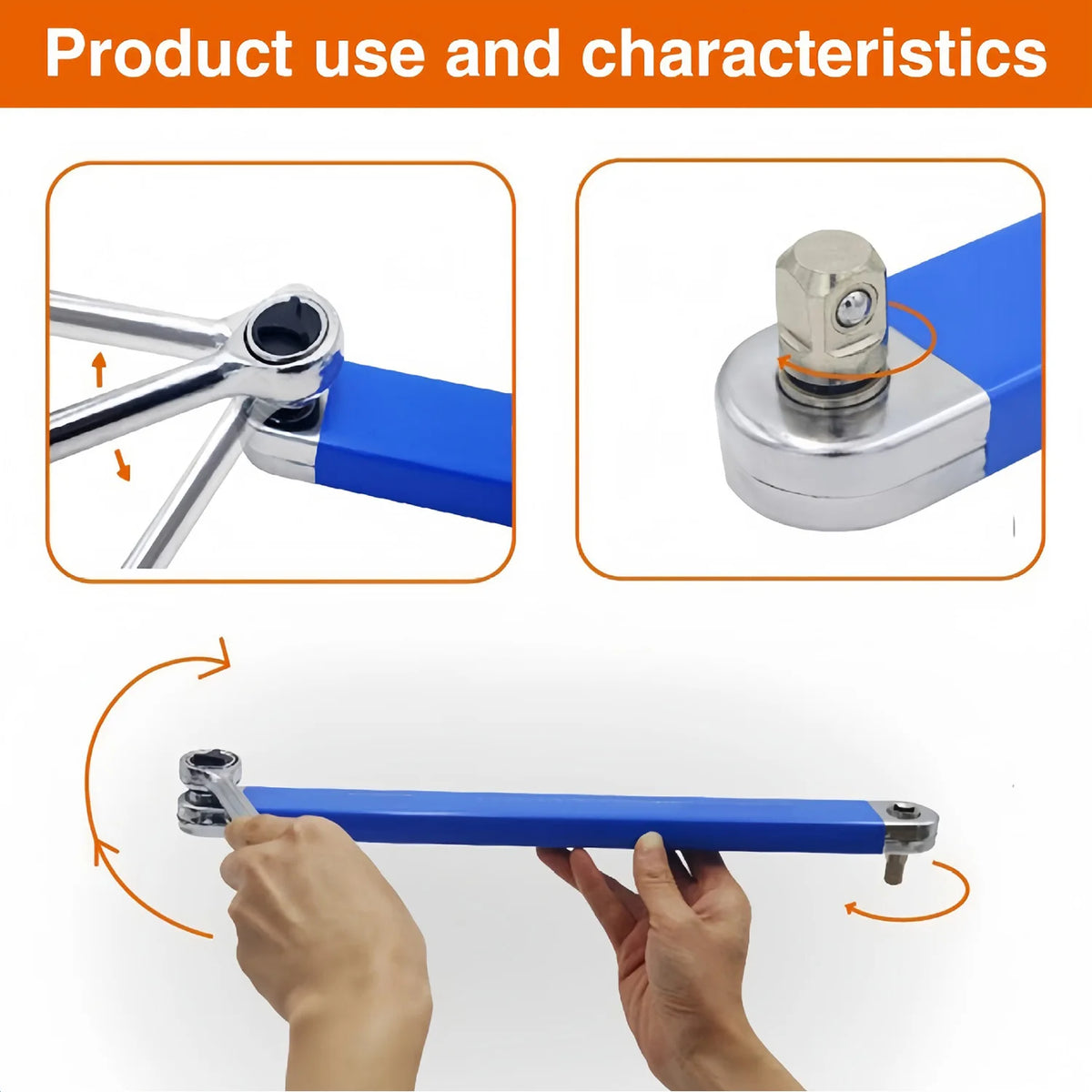 2-in-1 Offset Ratchet Extension Wrench 15.4" with 4 Adapters - image 14