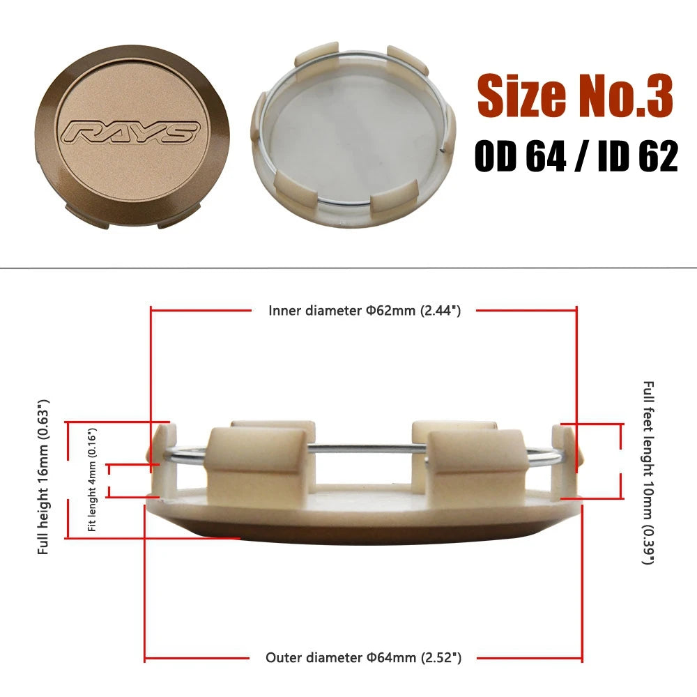 64mm Wheel Center Cap Set of 4 for Aftermarket Alloy Rims