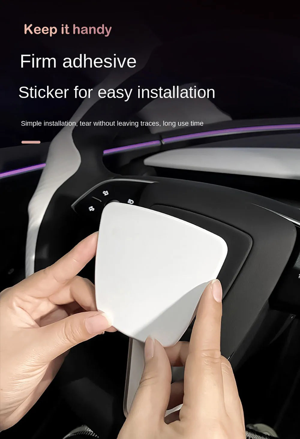 Matte White Steering Wheel Trim for Tesla Model Y and Model 3