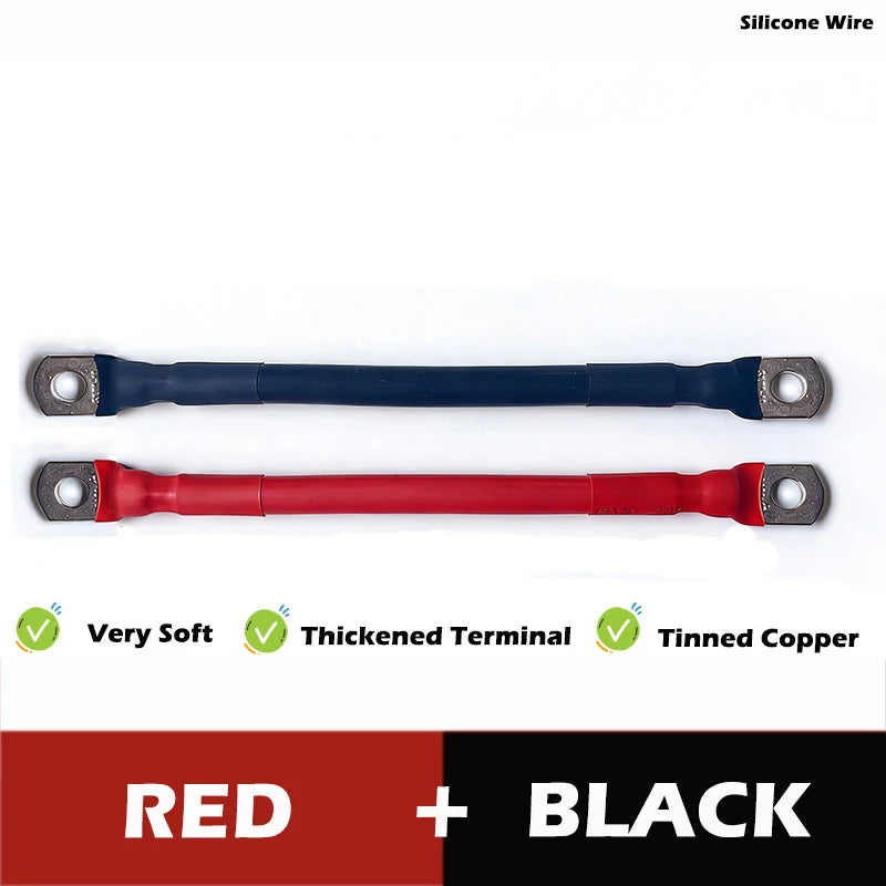 M6-M8 M6-M10 Jumper Cables for Car Battery Inverter Heavy Duty with Terminal 6AWG