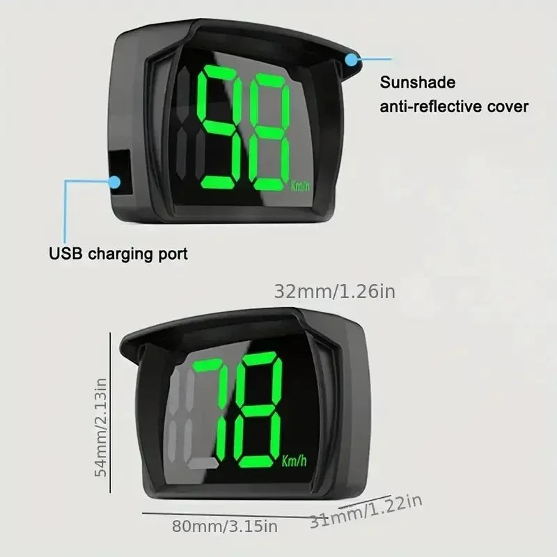 Car HUD GPS Speedometer KM/H Digital Head Up Display Large LED Font For Truck SUV Motorcycle Universal Accessories