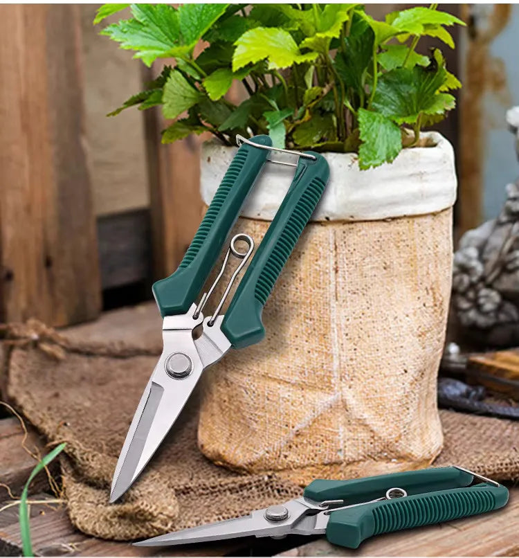 Straight Head Pruning Shears Non-Slip Handle Stainless Steel Bonsai Garden Scissors