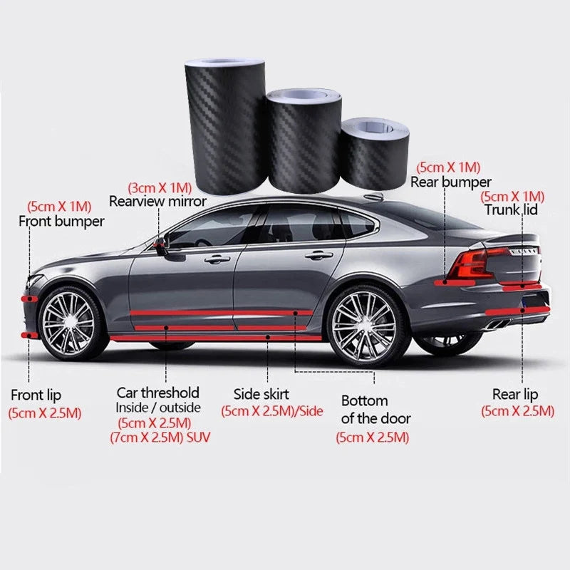 3D Carbon Fiber Car Stickers - Waterproof Scratch Protection Tape - image 6