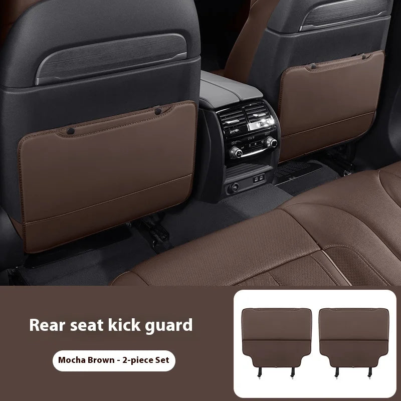 PU Leather Car Seat Back Kick Mats with Storage, Set of 2