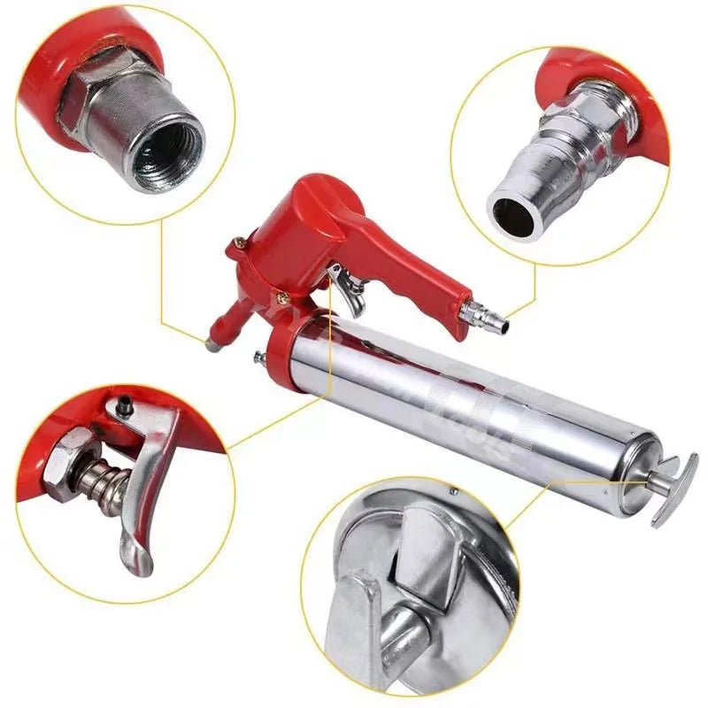 1 set 400CC Pneumatic Grease Gun Portable Pneumatic Compressor Pump Grease Gun for Various Auto Excavators and Marine