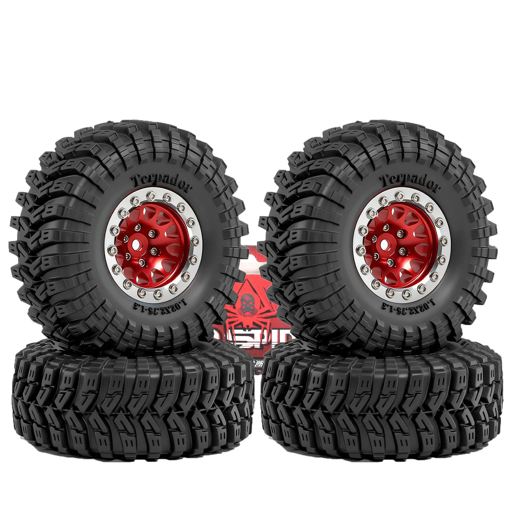 1.3 Beadlock Wheels and Tires OD 2.75'' Hex 7mm (4PCS) for 1/18 1/24 TRX4M SCX24 AX24 FCX18 FCX24 RC Crawler Car