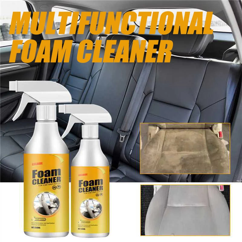 Multi-purpose foam cleaner spray for car interior and household surfaces