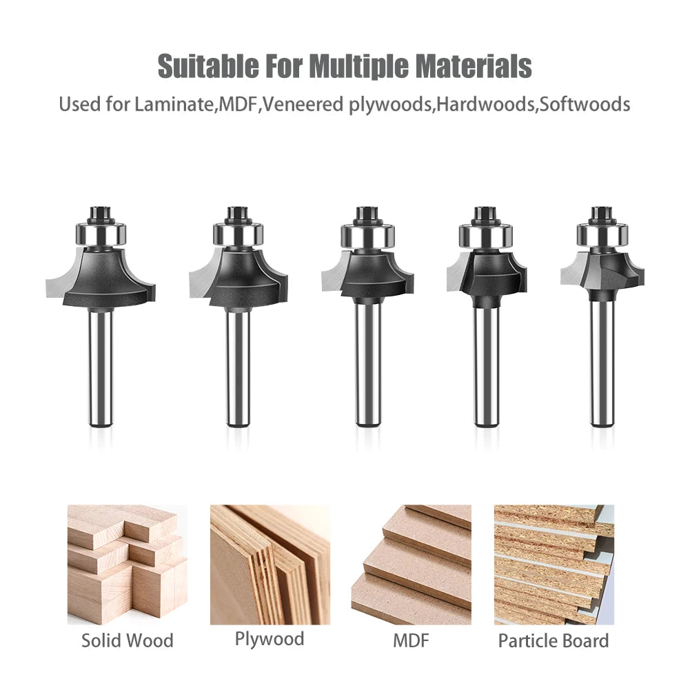 1/4" & 1/2" Shank Round Router Bit – Woodworking Milling Cutter