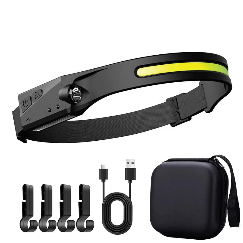 Induction LED Headlamp, USB Rechargeable with 5 Modes for Fishing & Camping