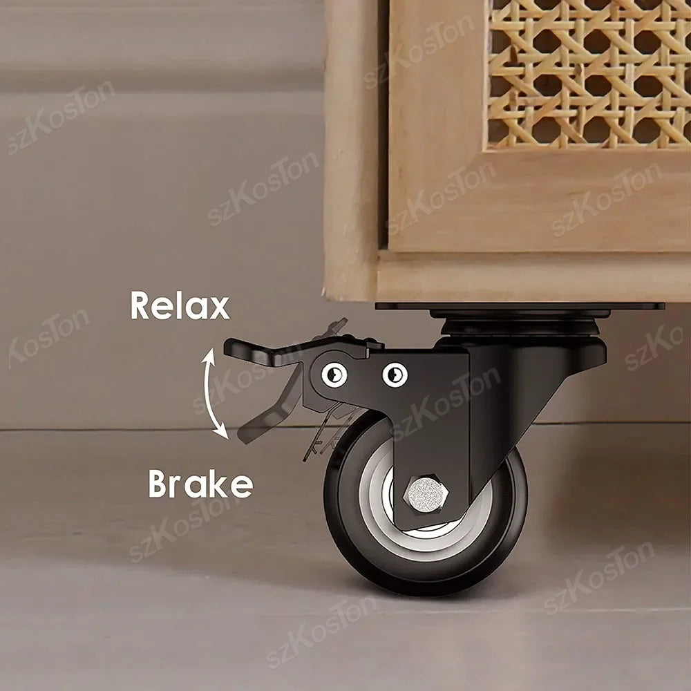 Heavy-Duty 360° Swivel Casters with Brake, 1.5/2 Inch
