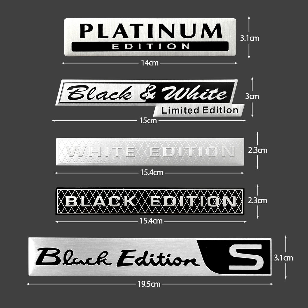 2 Pcs 3D Aluminum Car Emblem Stickers - Black & White Universal Decals - image 2