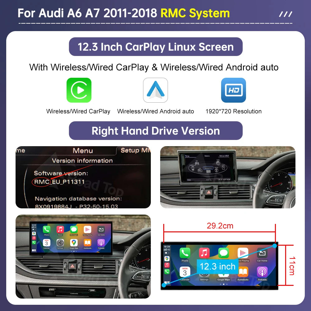 12.3 Inch Wireless CarPlay Screen for Audi A6/A7 2011-2018 - image 10