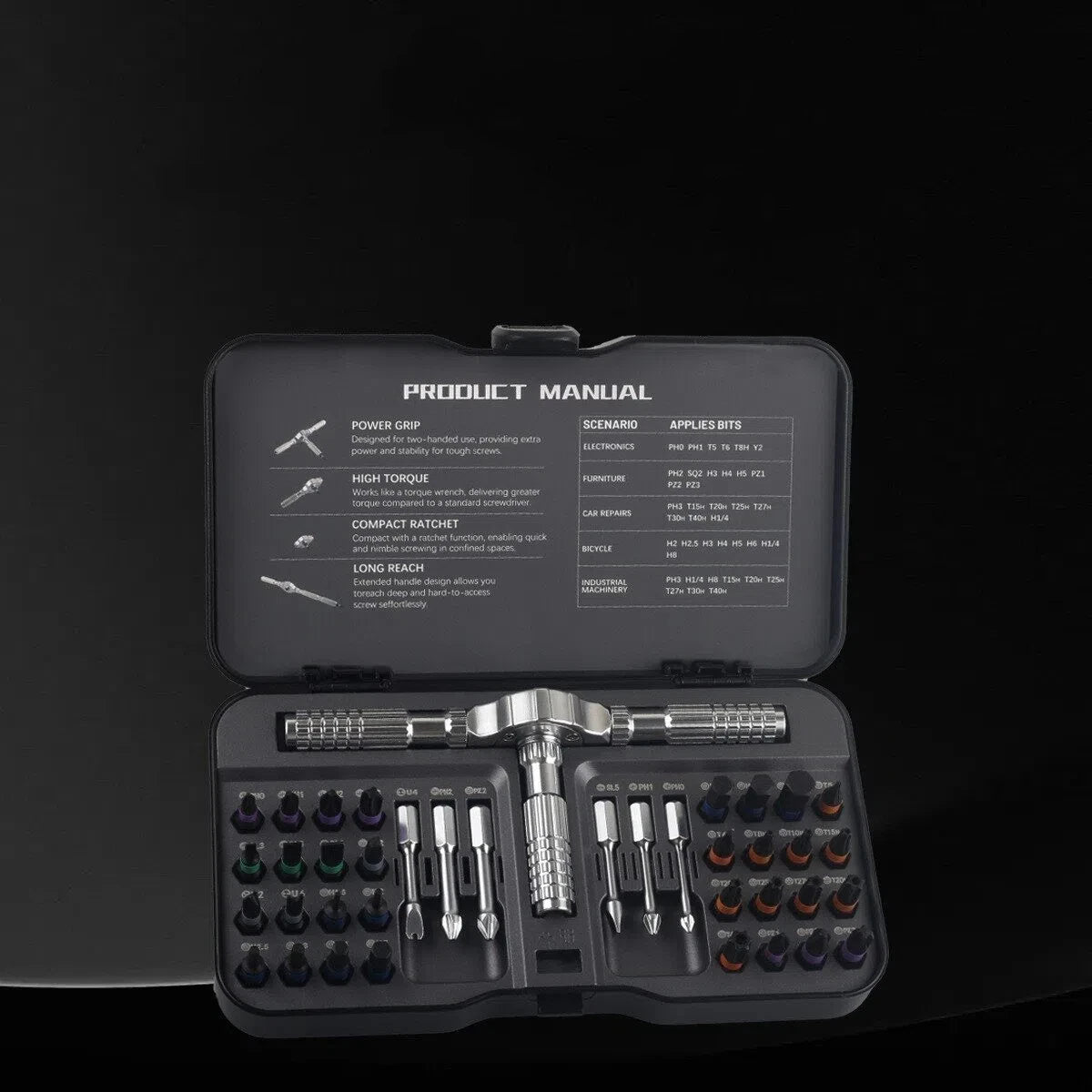 Precision 66in1 Magnetic Ratchet Screwdriver Set Detachable T-Handle Magneticizer Fix Furniture, Electronics & Bicycle