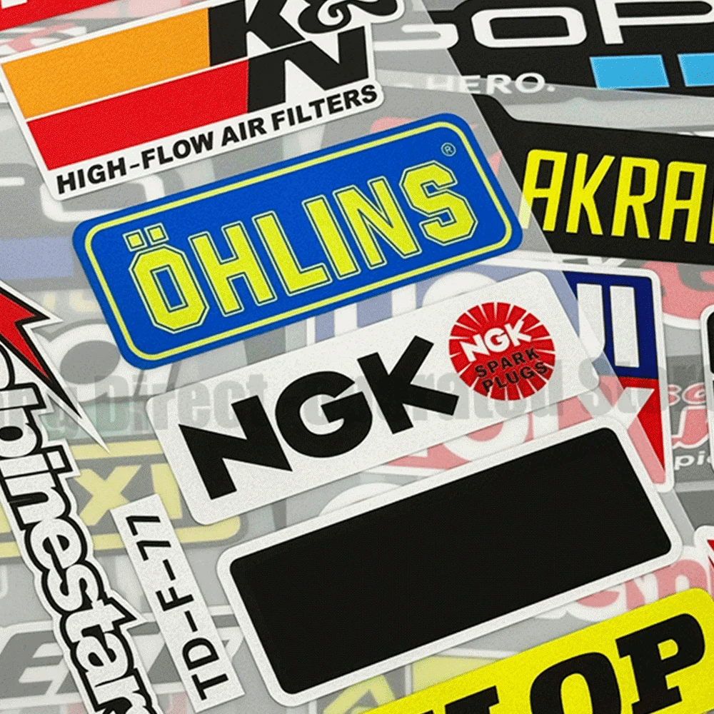 Racing Sponsor-Style Reflective Decal Kit for Car, Motorcycle and Helmet