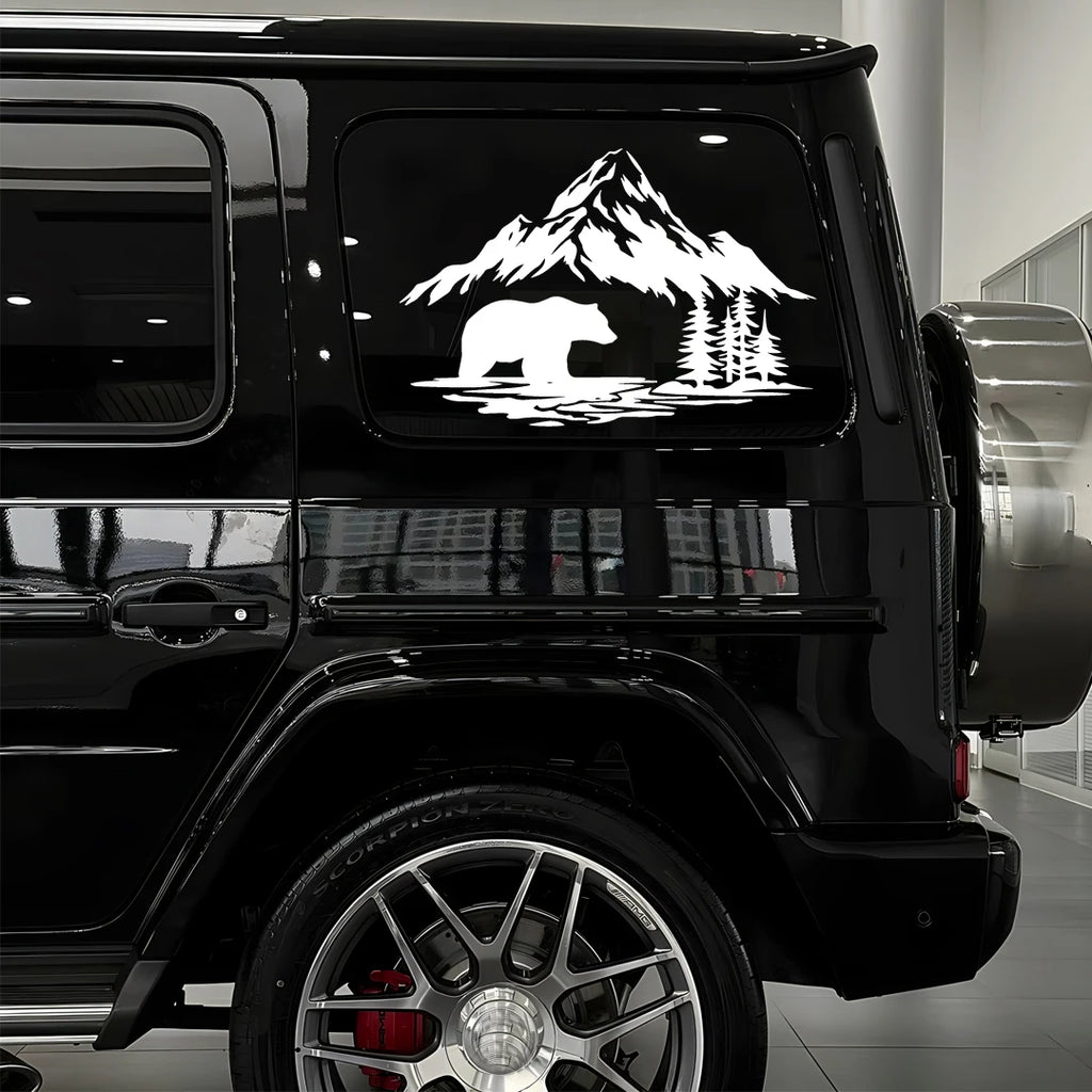 Bear and Forest Adventure Vinyl Car Decal, S, M or L
