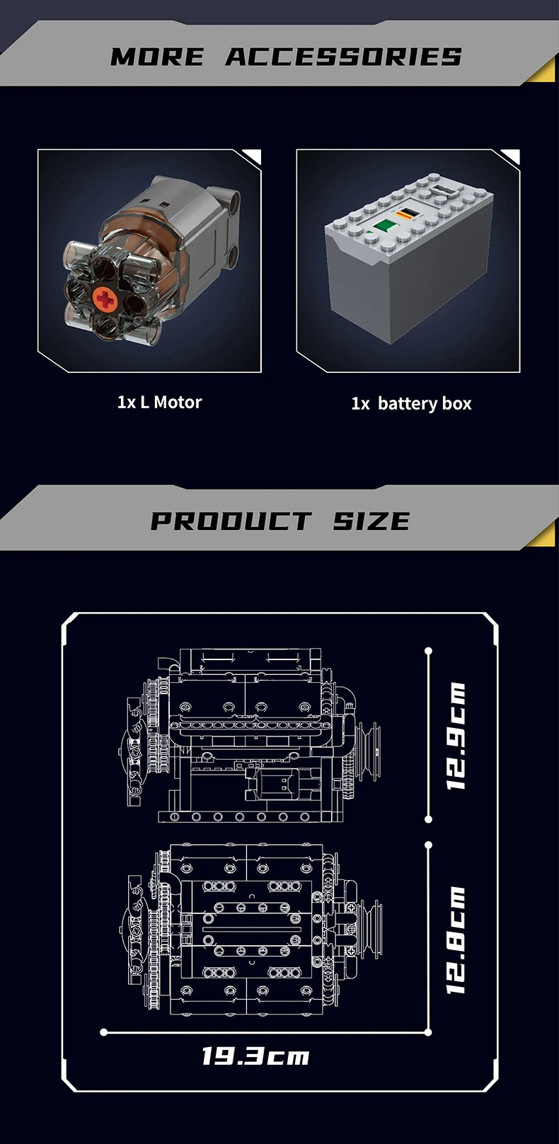 V8 Engine Building Block Model Kit, 500+ Pieces for Ages 8 and Up