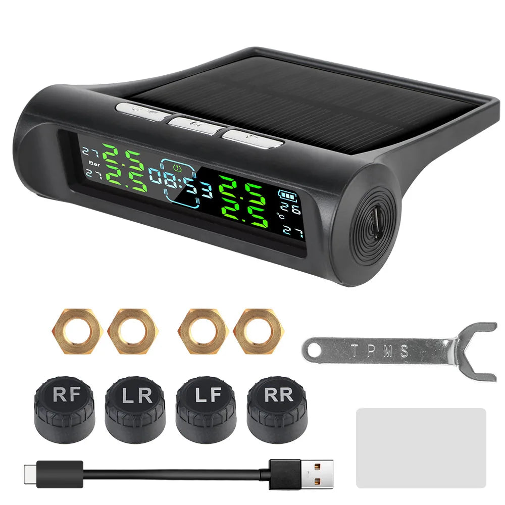 Solar Tire Pressure Monitoring System with External TPMS Sensors