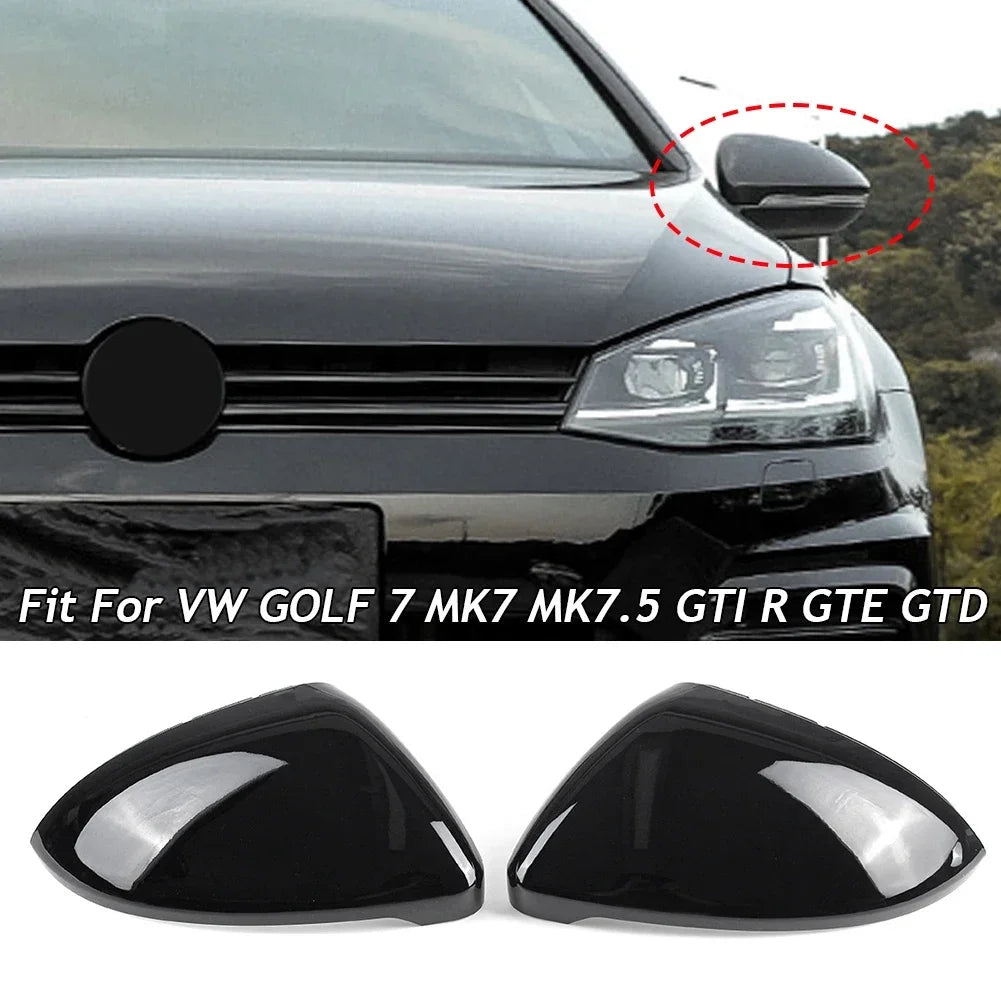 Glossy Black Side Mirror Caps for VW Golf 7 MK7 GTI - image 2