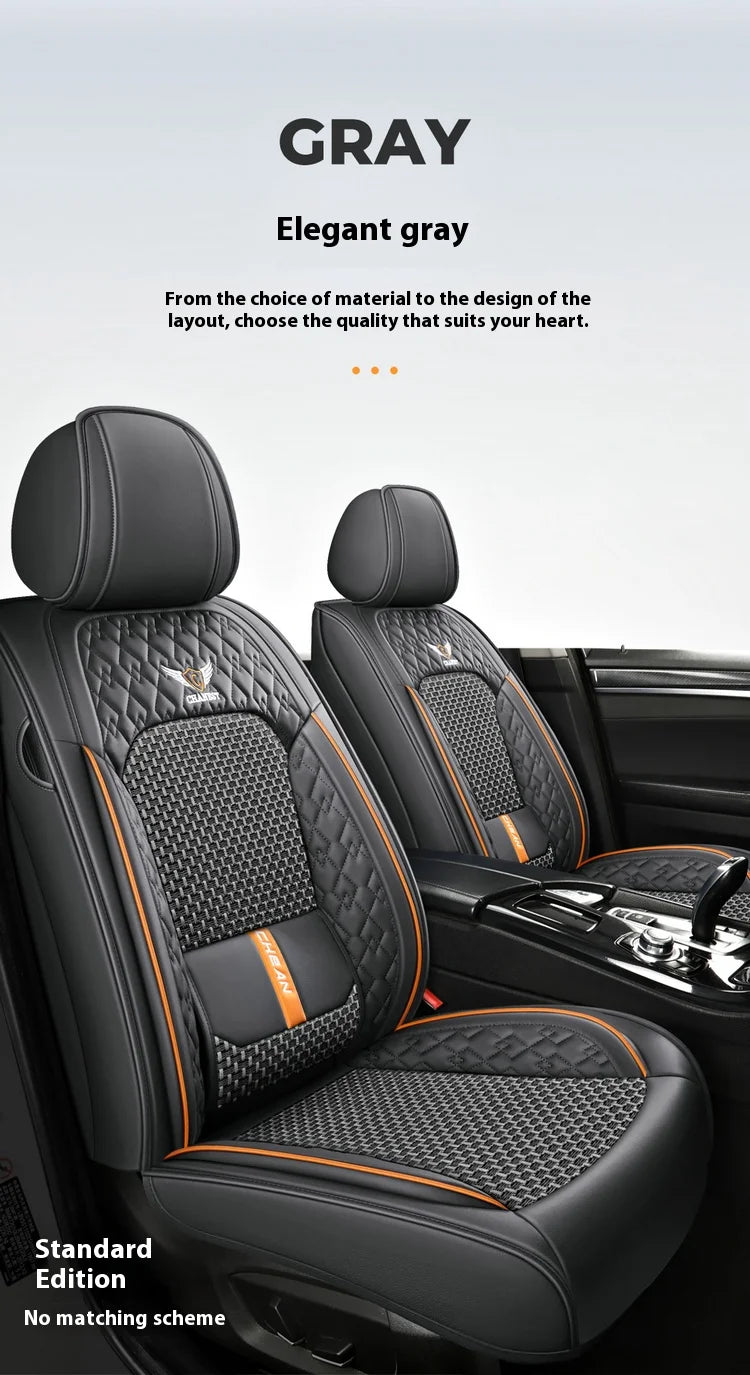 5-Seat Synthetic Leather Car Seat Cover Set with Lumbar Support
