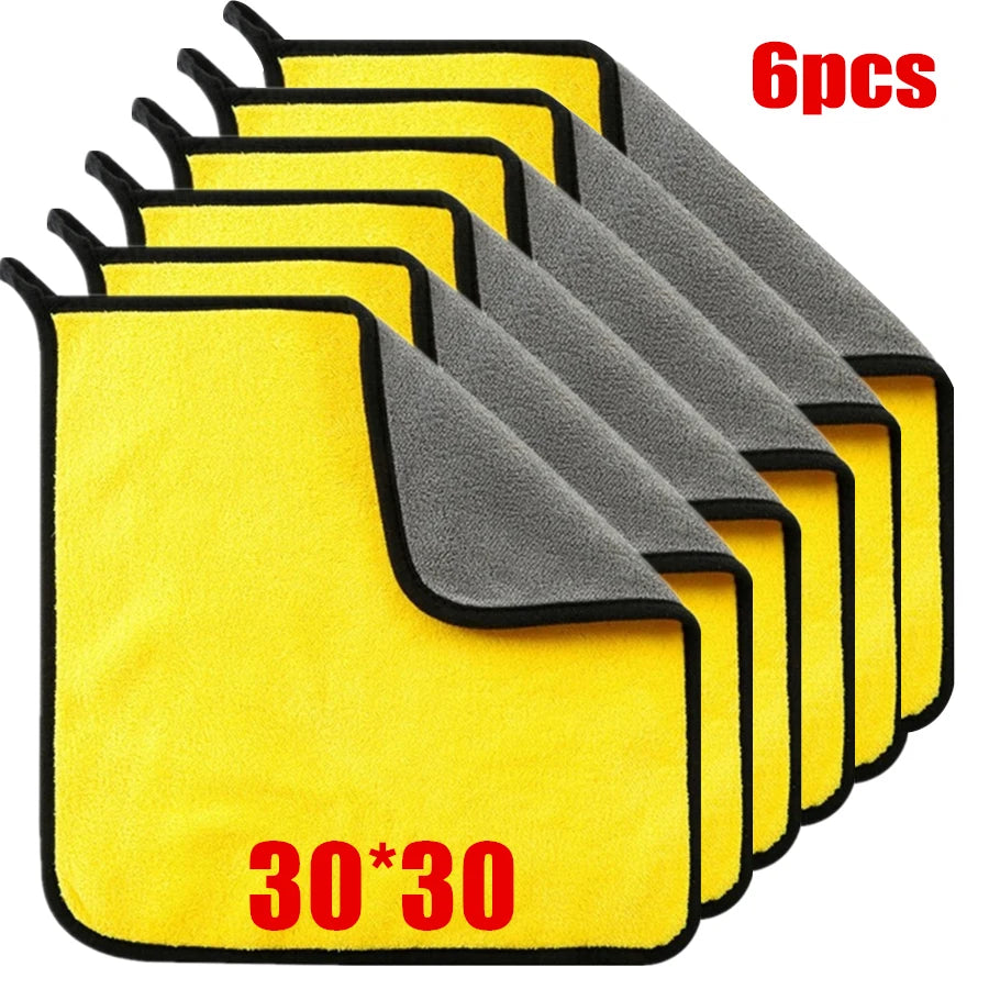 Double Layer Microfiber Car Wash and Drying Towels, 1, 2 or 6 pcs