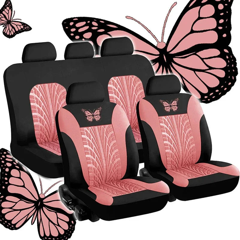 Butterfly Embroidery Car Seat Cover Set, Universal Fit