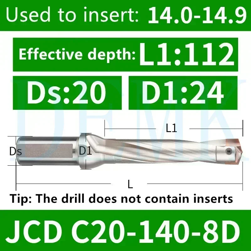 Indexable U Drill with Internal Cooling, 3D-10D, 10-25mm Diameter