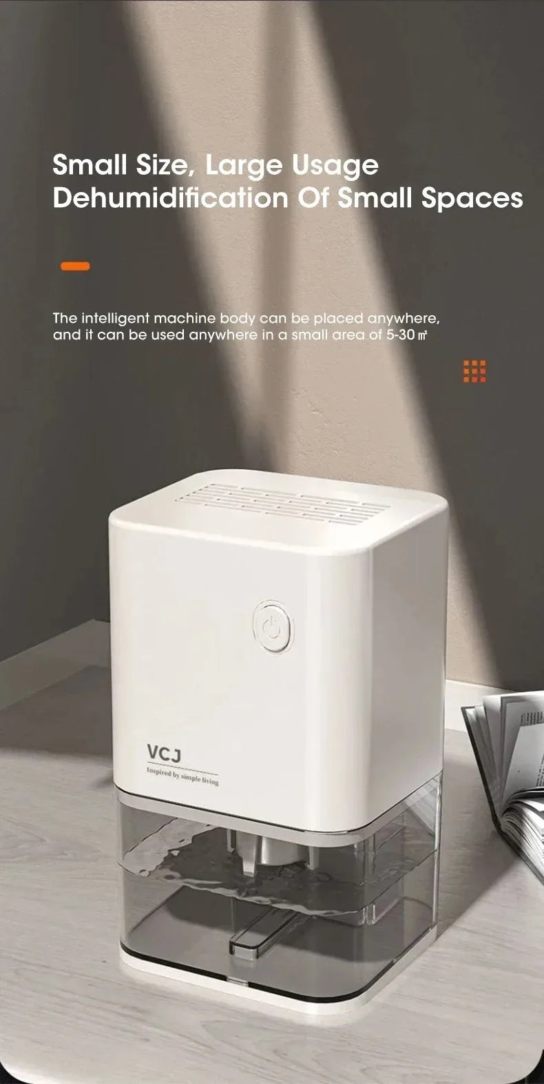 2025 New Silent Dehumidifier For EU Plug - Quiet Moisture Absorber Air Dryer Deodorizer for Bedroom Office Kitchen Home