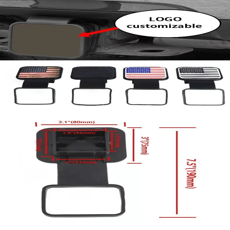 2PC-Trailer Hitch Receiver Cover Plug Waterproof Tube CapProtector Dustproof Trailer Hitch Cover 2Inch Receiver Auto Square Plug