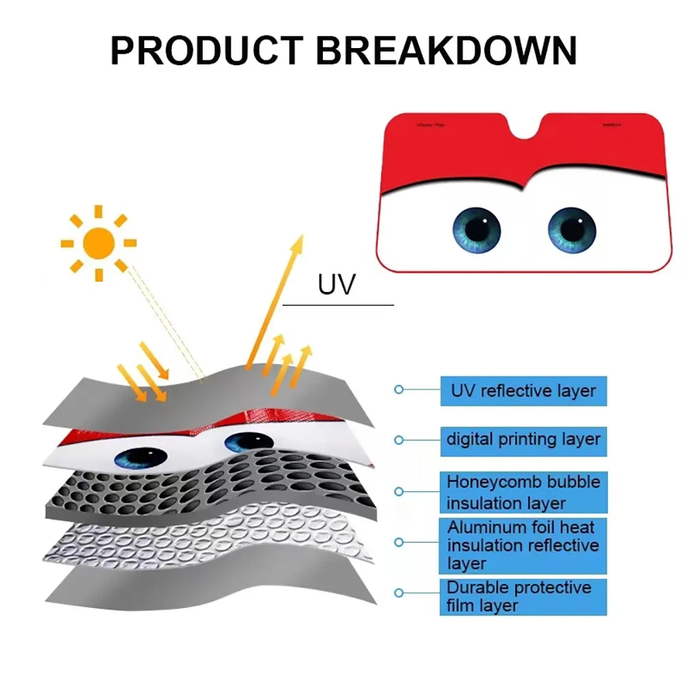 Cartoon Eyes Windshield Sunshade, 130 x 70cm